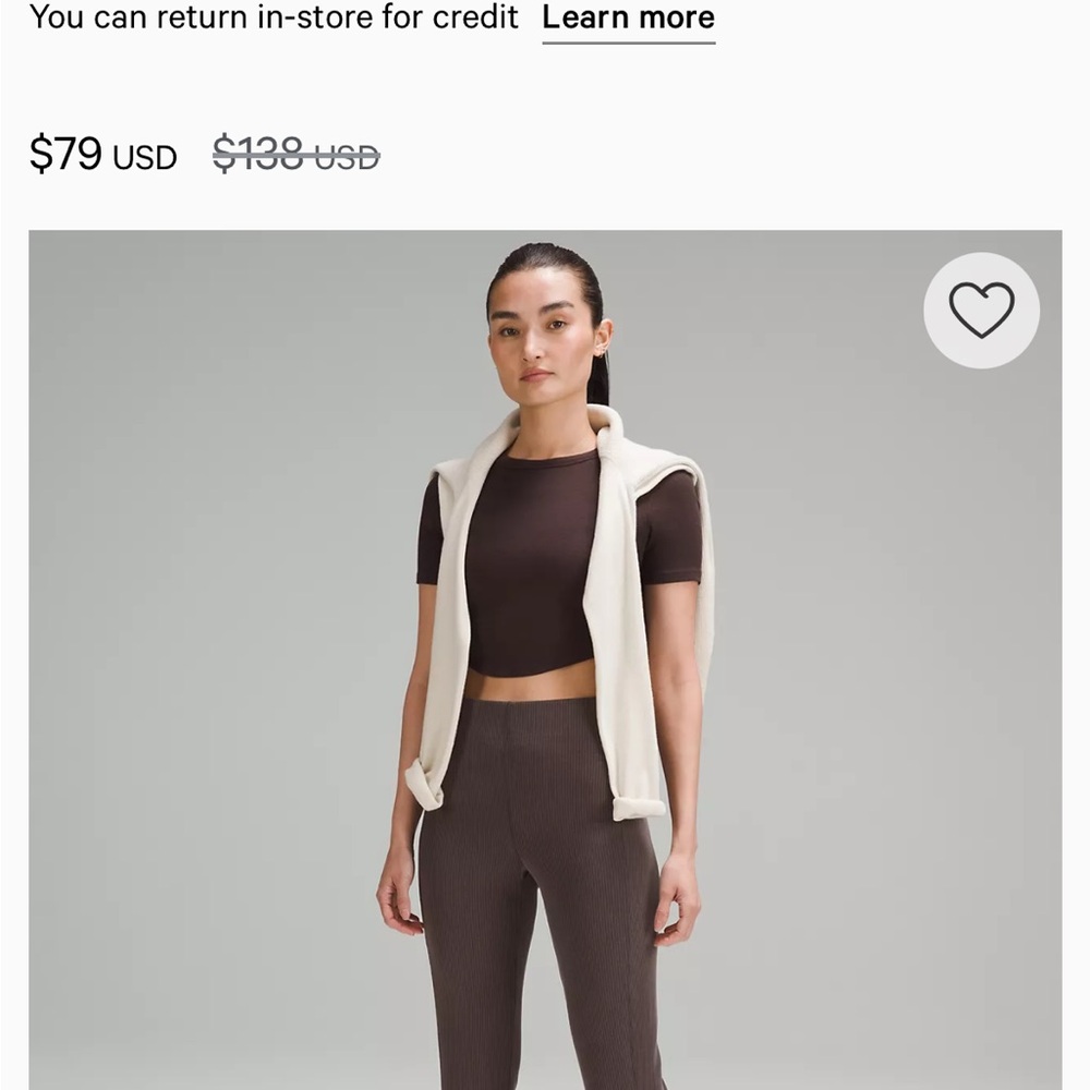 Lululemon Ribbed Softstreme Zip-Leg High-Rise Cropped Pant 25" in white